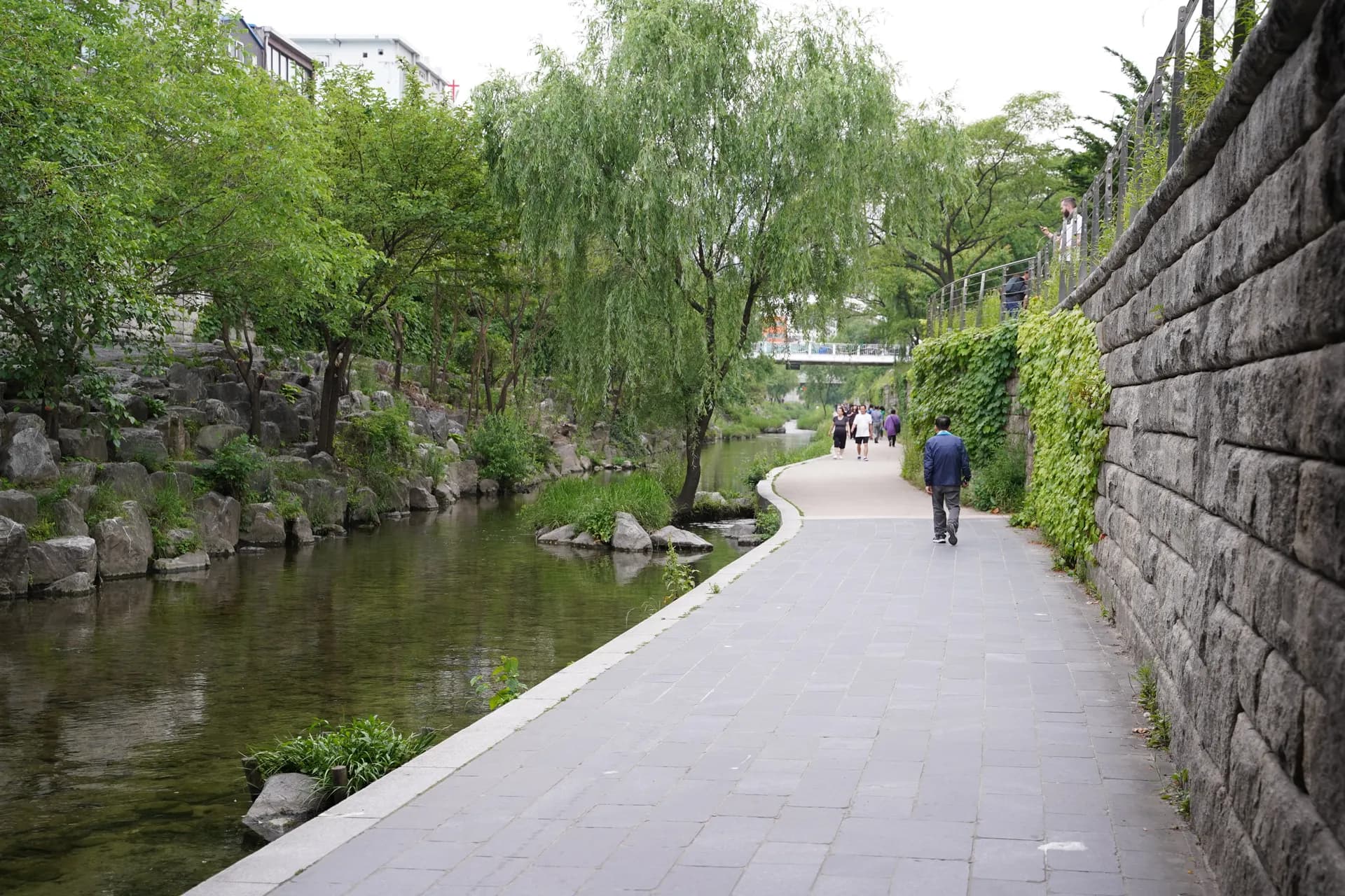 Retour à pied à l'hotel en suivant le ruisseau aménagé de Cheonggyecheon