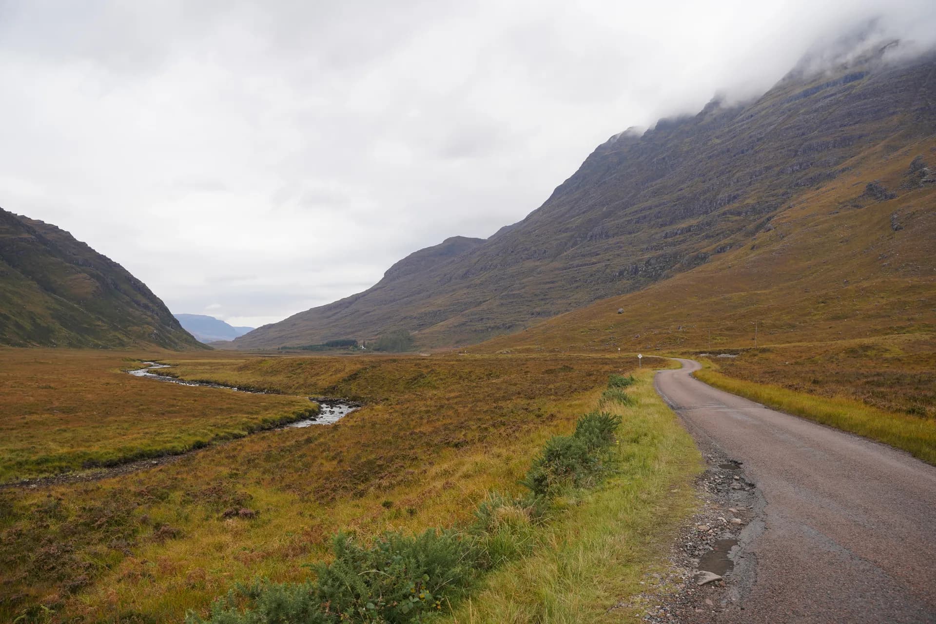 Small single lane road in a valley