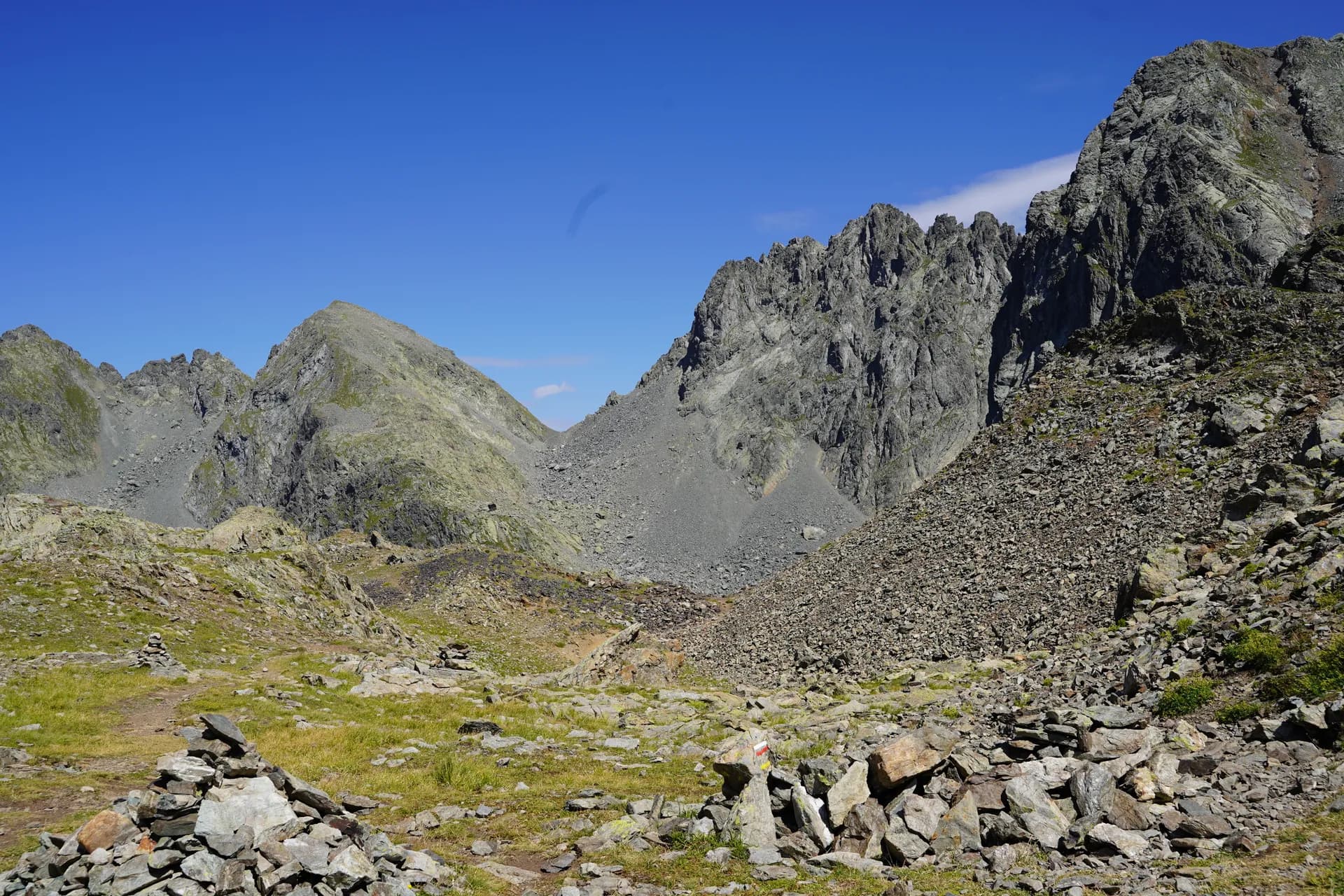 The pass to climb (in the center of the photo)