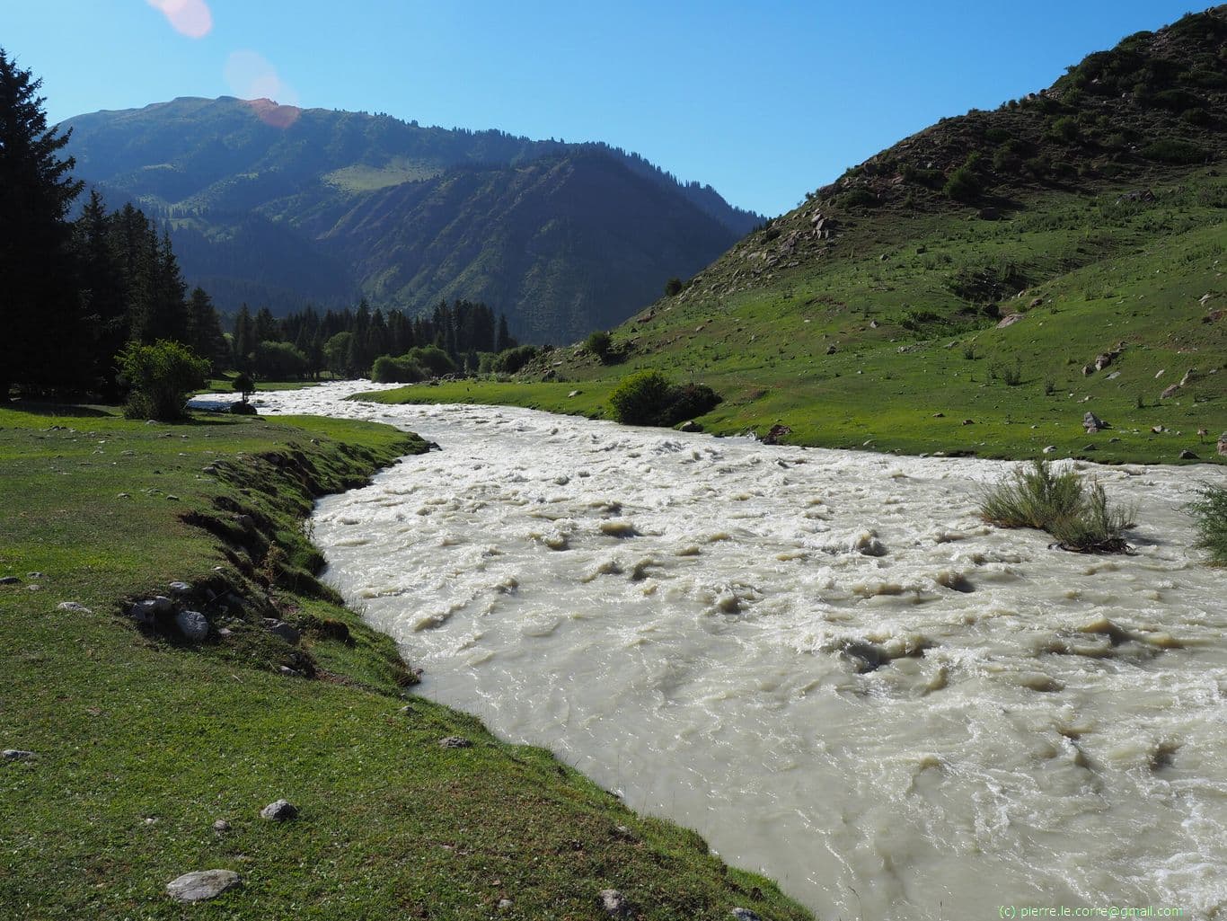 Torrent de montagne dans la vallée de Sveltaya Polyana